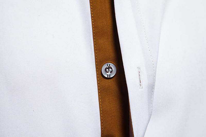 Men's Color Block Button Down Long Sleeve Shirts Formal Wedding Dress Basic Casual Slim Fit Collar Work Shirts4