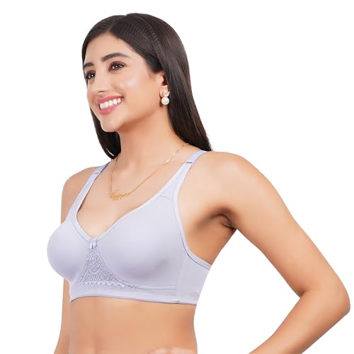 Image of Non Padded Bra in B, C and D Cup for Women - Made of Pure Cotton Full Coverage Over Size Non Wired Pushup Soft Cup for T-Shirt Saree Dress Sports Garment for Daily Use Everyday