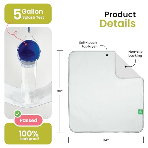 Image of IMPROVIA Washable Underpads, Heavy Absorbency Reusable Incontinence Pads for Kids, Adults, Elderly, and Pets - Waterproof Protection Floor White & White (4 Pack - 34x36)