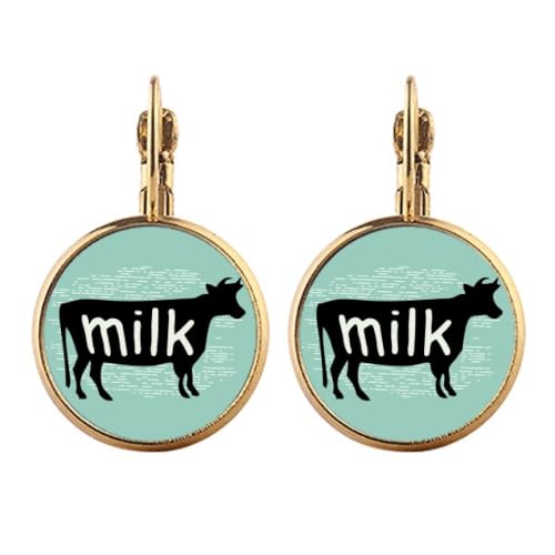Boucles d'oreilles pendantes à clip en or naturel motif vache noire de prestige