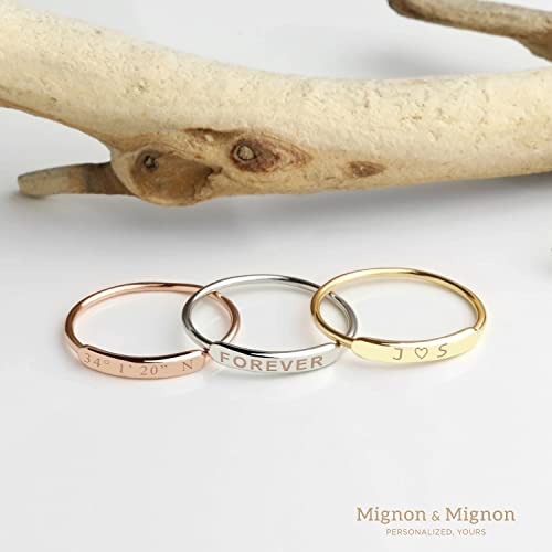 MignonandMignon Custom Name Ring for Mom, Grandma, Daughter Stackable Ring Wedding Bridesmaids Gifts - RDB3