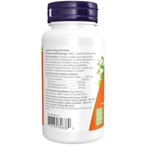 NOW Supplements, Turmeric Curcumin, Derived from Turmeric Root Extract, 95% Curcuminoids, Herbal Supplement, 60 Veg Capsules - Image 3