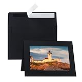 Silunkia 60 Packs Black Photo Frame Cards and Envelopes for 5 x 7 Picture, Paper Picture Frames with Self Seal Envelopes, Photo Card Holder for Classroom Birthday Christmas Wedding Postcards