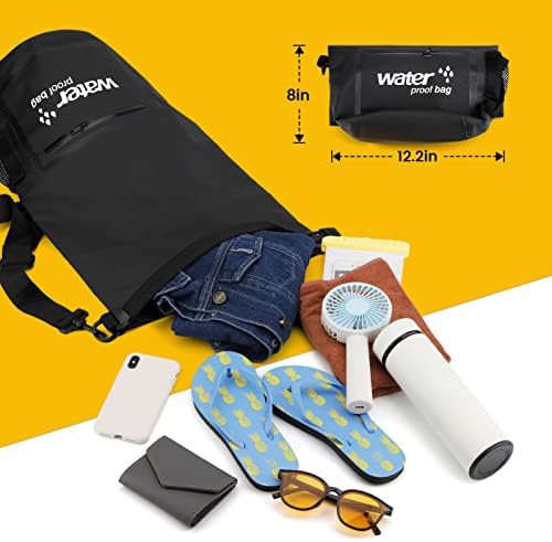 10L Waterproof Bag - Upgraded Dry Bag Sack with Net Pocket, Tote Strap and 2 Adjustable Shoulder Straps, Perfect for Kayaking, Boating, Fishing, Rafting, Swimming, Paddleboarding, Sailing, Traveling