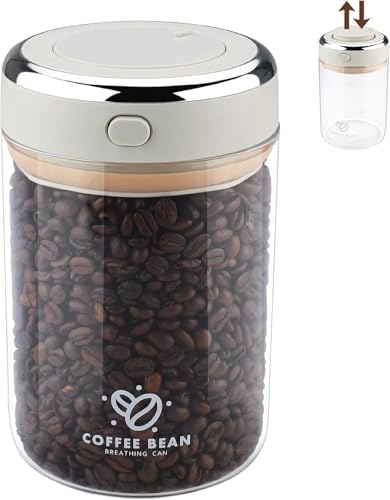 Sommdiy Coffee Bean Storage Container 1100ML Airtight Coffee Bean Container Coffee Jar with One-way CO2 Valve Borosilicate Glass Container for Coffee Sugar Tea Nuts
