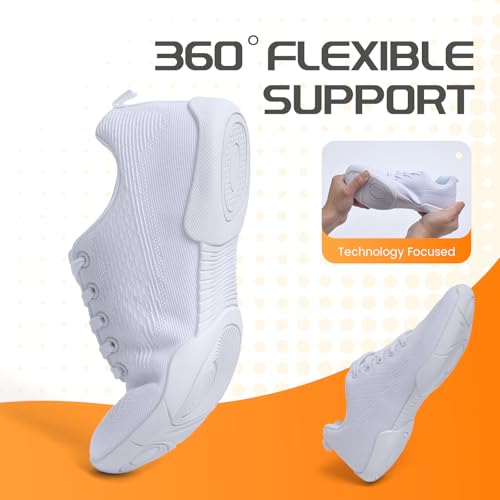 ZVC Cheer Shoes Girls White Cheerleading Shoes for Women Cheer Sneakers Kids Youth4