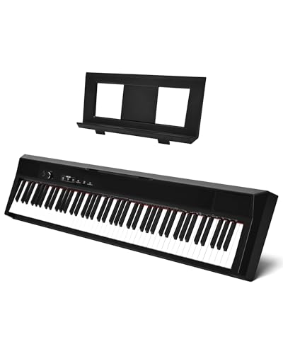 KEYIVOX S-200 Beginner Keyboard Piano - 88 Key Full-Size Weighted Digital Piano, Portable Electric Piano with Sustain Pedal, Power Supply, Dual Headphone Jack, USB-MIDI, and MP3 Player,Black