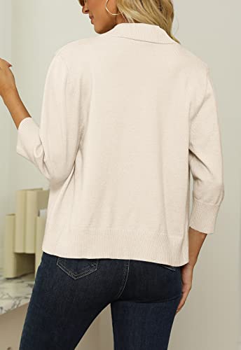 Image of Women's 3 /4 Sleeve Cropped Cardigan Sweater Open Front Short Shrugs Cardigans Lightweight Sweaters
