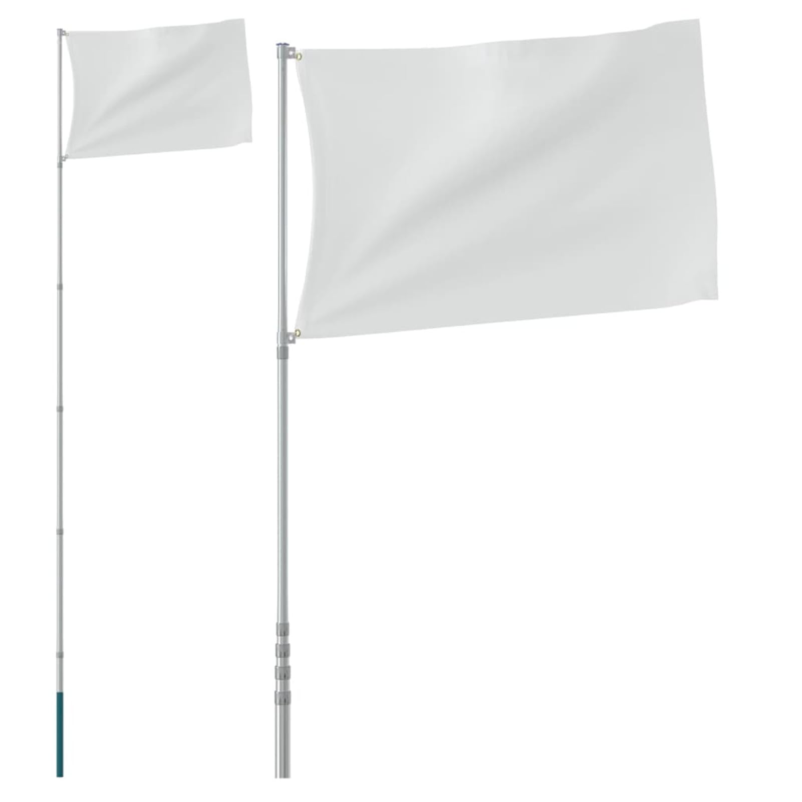 Homgoday Mástil de Bandera telescópico Aluminio Plateado 5,55 m