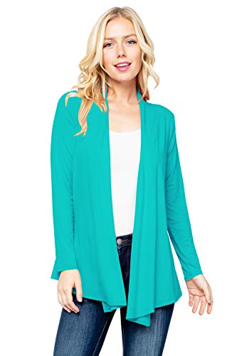 Image of Women's Drape Front Open Cardigan Long Sleeve (S-2X, Made in USA)