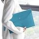 Wonderpool A4 Umschlaghülle Aktenmappe Datei-Hülle Verdicktem PU Leder mit Andgelenkriemen und Taschen Beutel für Dokumente Schreibwaren Tablet-PC Halter Organizer Tasche (Cyan)