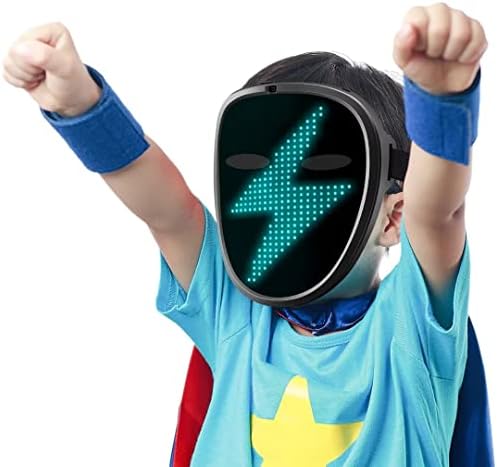 Ompusos LED Mask for kids - Gesture Sensing Transforming Light Up Face Mask for Halloween Rave, Birthday, and Masquerade Party