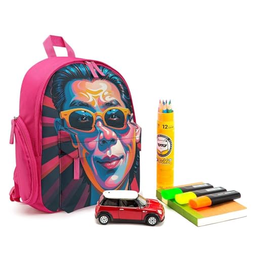 Interesting Face Pattern Backpack for Men Women, Durable Small Bookbag Lightweight Daypack for Travel, Hiking, Pink-style3