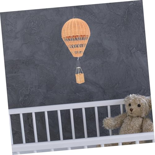 Montgolfière rotin tressé main beige pour déco chambre bébé