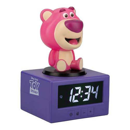 Paladone Toy Story Lotso - Sveglia digitale con luce notturna e musica, con licenza ufficiale Disney Pixar, orologio per camera da letto per bambini, alimentato a batteria, idea regalo divertente e