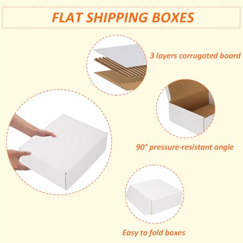 Image of HORLIMER 12x10x4 inches Shipping Boxes Set of 15, White Corrugated Cardboard Box for Mailing, Packaging, Small Business
