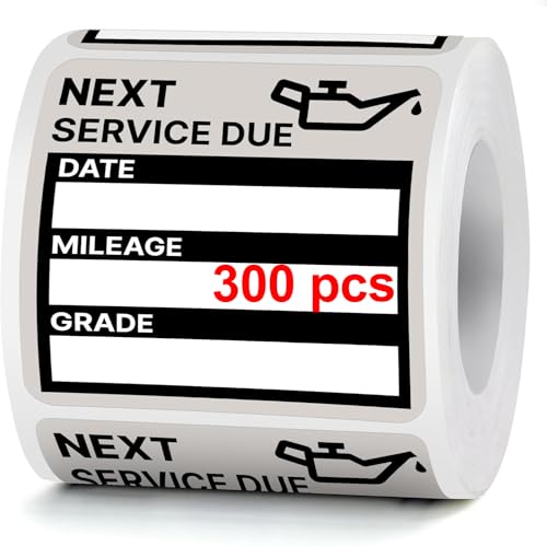 for Oil Change Stickers 300 Pcs 2x 2 Service Black Stickers Next Service Due Reminder Sticker Labels Easy to Write on Easy to Peel with No Residue