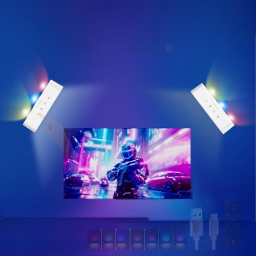 Lámpara de pared RGB LED con mando regulable y batería USB en pack de 2