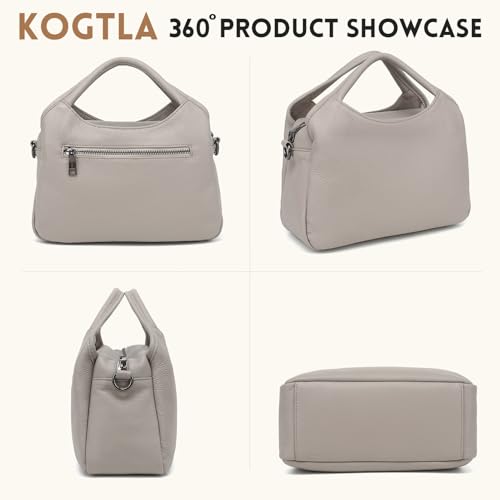Bolso mediano de cuero genuino para mujer con correa desmontable miniatura 3