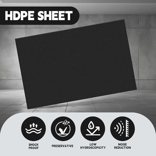 Image of Threehoney 1 Pcs Black HDPE Sheet 1 /4 inch Thick 24 x 36 Inch, HDPE Plastic Sheet High Density Polyethylene Board Flexible Solid Plastic Block for DIY Projects Crafts Machining Home