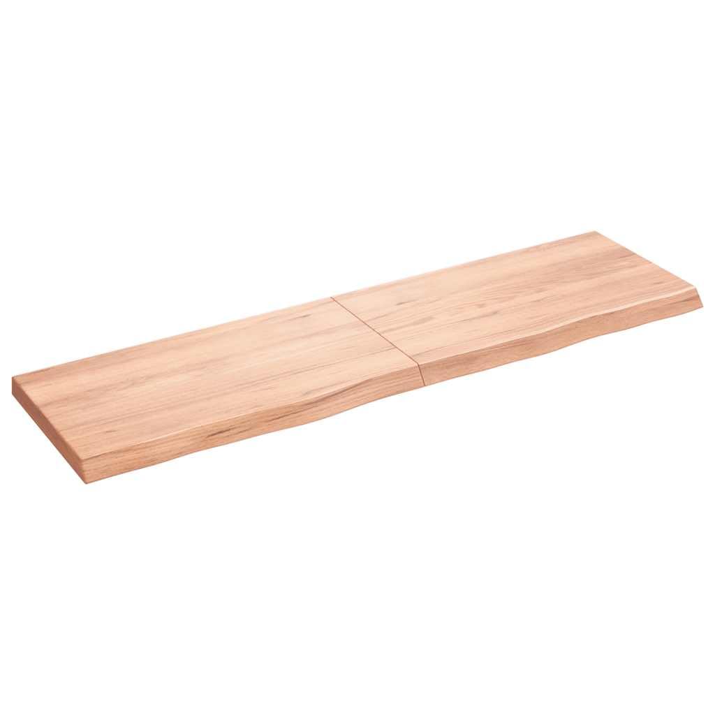 vidaXL Solid Oak Wood Bathroom Countertop, Light Brown Vanity Top with Unique Live Edge Design and Varnished Finish