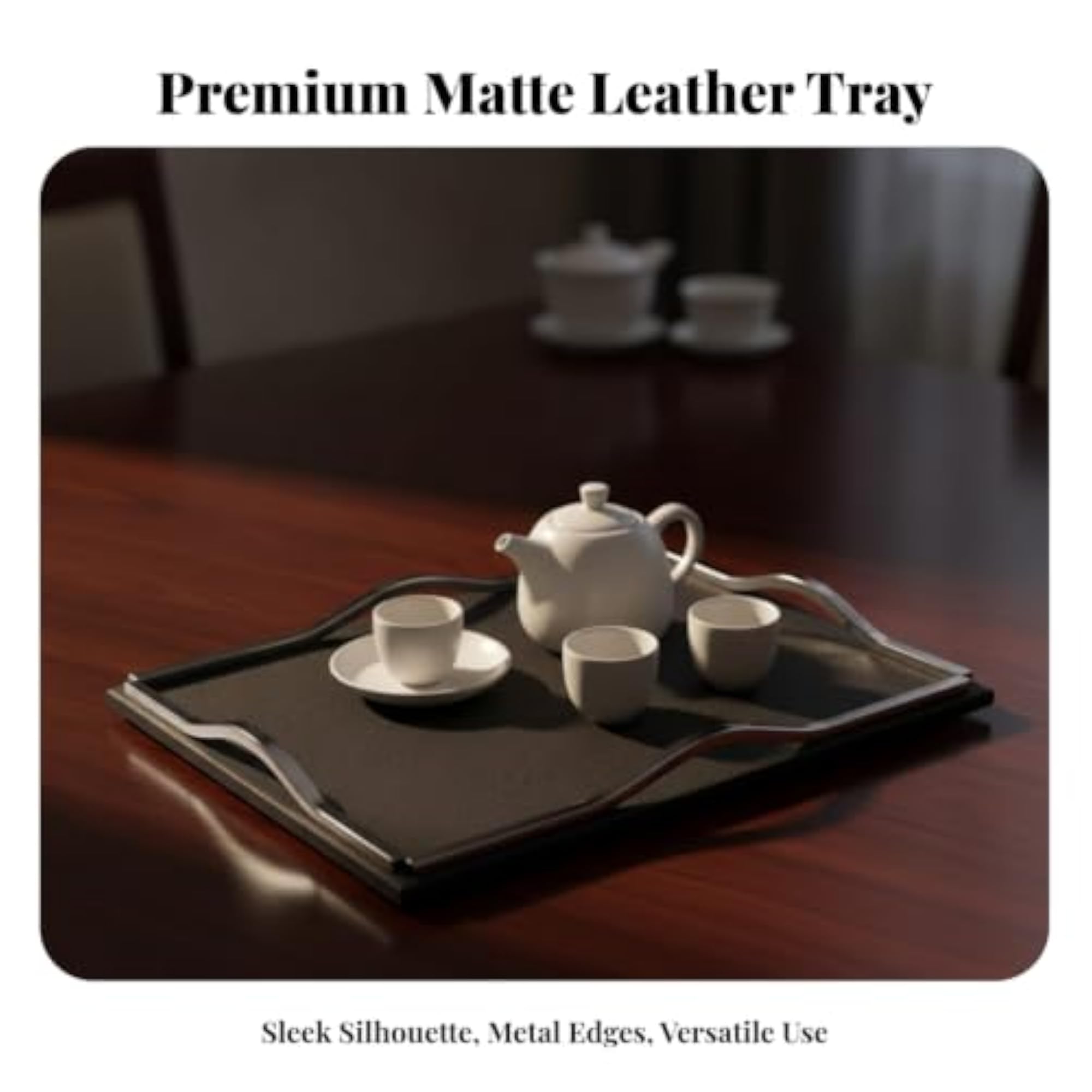 Elegant Rectangular Tray with Metal Frame, Luxurious