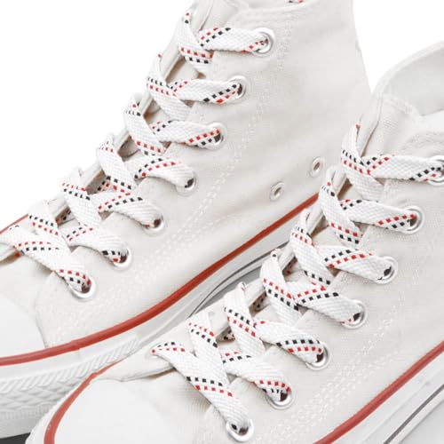 Image of Flat Shoelaces Multicolor Twill Point Thick Shoe Lace Shoestring 2 Pair