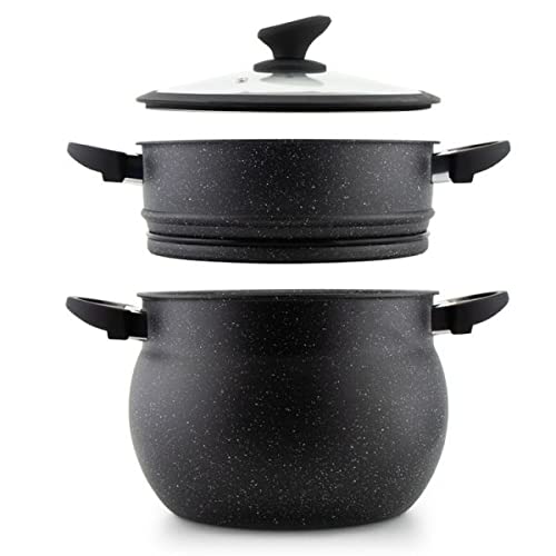 CousCous Agadir - Olla para cuscús (8 L, aluminio, inducción, con tapa de cristal, apta para inducción)