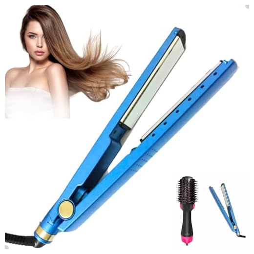 Kit de Estilização para Cabelo, Escova Modeladora com Secador 2 em 1 Rosa e Preta, Chapinha Profissional Azul