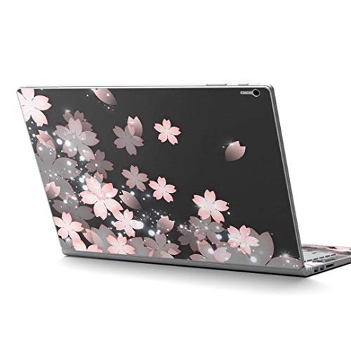 igsticker Surface Book2 Book3 15inch 専用 スキンシール サーフェス ブック 15インチ用 シール 000028 フラワー 桜 絵 灰色