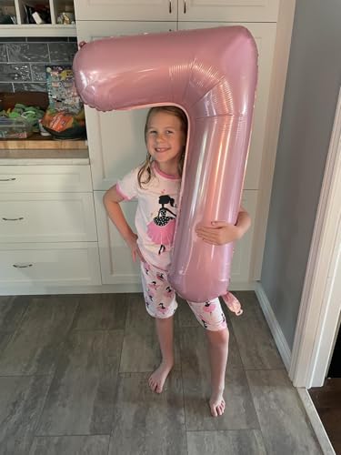 Image of 7 Balloon Numbers Birthday Decorations, 40In Pink Balloons for Men Women | Eye-catching Appearance, Perfect Decorative Centerpieces, Convenient Self-sealing Structure, Widely for Various Occasions
