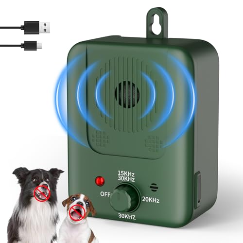 QEWEUUIE Anti Bell Gerät Hunde,3 Modi Antibell Ultraschall Gerät,50 Fuß Antibell für Hunde,IPX4 wasserdicht,Antibell für hundefür drinnen und draußen,Geeignet für große, mittelgroße und kleine Hunde