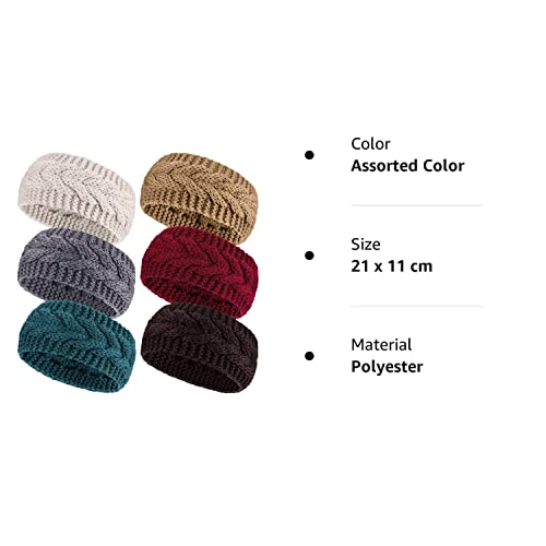 Pangda 6 Pieces Women's Cable Knitted Headbands, Winter Chunky Ear Warmers Suitable For Daily Wear And Sport (Assorted Color) #TOP7