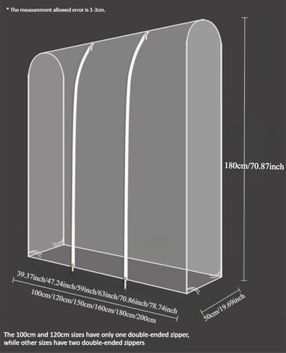 Funda resistente para barra de ropa con cremallera, protector antipolvo impermeable para perchero, bolsa de ropa para vestidos, abrigos, chaquetas