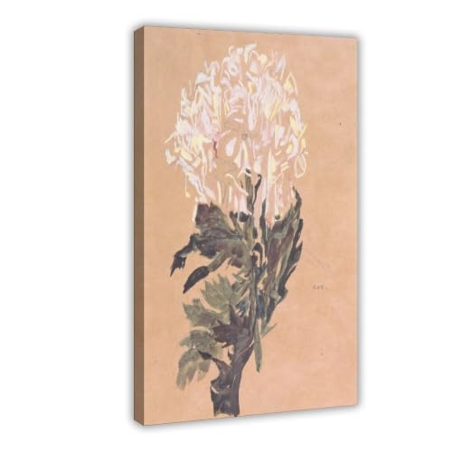 Impression sur toile Egon Schiele décoration murale chrysanthème blanc cadre 40x61