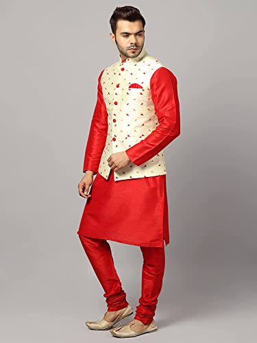Image of Uri and MacKenzie Men's Silk Blend Kurta Pajama with Designer Ethnic Nehru Jacket /Modi Jacket
