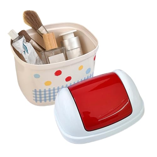 Cubo de basura para escritorio con tapa, cajón de mesa para residuos con tapa, papelera oficina coches baño interior, uso interior y exterior