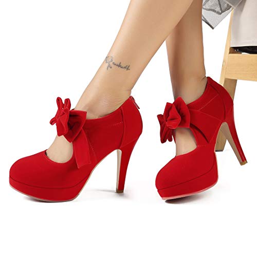 Image of Mostrin Fashion Vintage Womens Small Bowtie Platform Pumps Ladies Sexy High Heeled Shoes