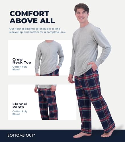 Bottoms Out Men's Flannel Pajamas Pants & Long Sleeve Shirt Set, 2 Piece Pajamas for Men, Plaid Pajama Pants & Sleep Shirt4