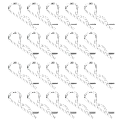 sourcing map Lot de 100 goupilles fendues à ressort en acier carbone plaqué zinc 2,5 mm x 40 mm en forme de R, clips en R pour appareils ménagers, équipements de sport, réparation mécanique automobile