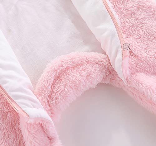 Newborn Baby Boy Girl Long Sleeve Fleece Jumpsuit Cute Bear Ears Snowsuit Winter Warm Coat Zip up Romper Outfit4