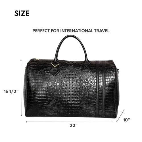 Tote&Carry Apollo 2 Duffle Bag for Travel Women & Men, TSA Approved Carry On Duffel Bag, Premium Vegan Leather w/Gold Hardware, Durable Weekender Luggage for All-Purpose Use (Black, XL)3