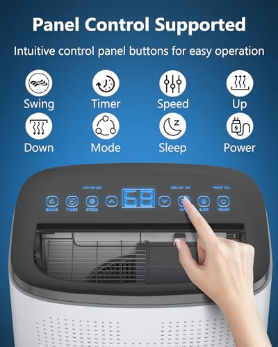 Image of 14000 BTU Portable Air Conditioners, 3-In-1 Unit Offers Fast Cooling, Dehumidification, Three-Speed Fan for Rooms Up to 750 Sq. Ft, with a 24-Hour Timer, Remote Control, and Operates Quietly, Gray