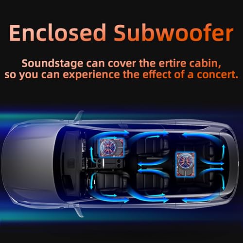 Image of 1600W 10 inch Slim Under Seat Subwoofers with Built-in Amp | LED Ambient Light, Deep Bass, Individual Controls (LPF /Gain /Bass Boost), High Output Distortion-Free Audio, Suitable for All Vehicle Models (b)