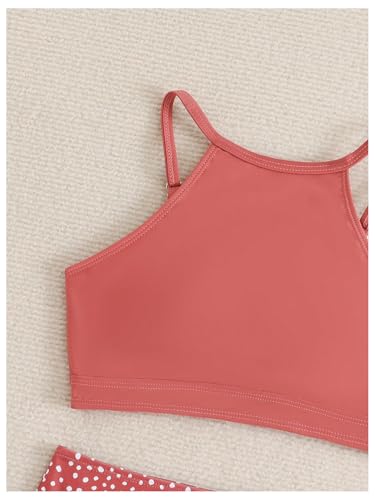 OYOANGLE Girl's 2 Piece Tankini Set Polka Dots High Waisted Bikini Set Beach Sports Bathing Suit3