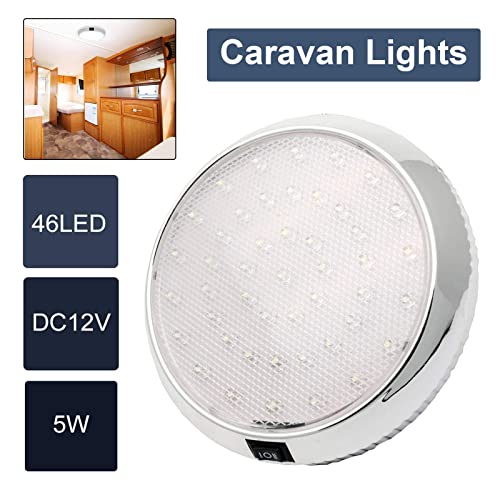 MACHSWONLED Ceiling Light, 12V Car Dome Interior Roof Lamp for Motorhome Caravan Camper RV Trailer Truck Vehicle Boat with 46 LED Lights, White