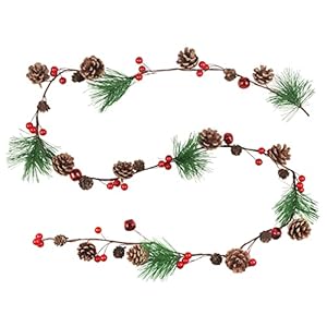 6.6FT Christmas Garland Decoration Pine Garland Cedar Garland Pine Cones Garland with Red Berry Bells Christmas Garland for Mantle Tree Stairs Railing Door Decoration Winter Indoor Outdoor Decor 66FT Christmas Garland Decoration Pine Garland Cedar Garland Pine Cones Garland with Red Berry Bells Christmas Garland for Mantle Tree Stairs Railing Door Decoration Winter Indoor Outdoor Decor