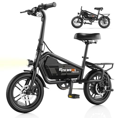 5TH WHEEL EB20 Electric Bike with 25 Miles PAS Range, Peak 650W Motor & 20 MPH, 3 Speed Modes & 14' Tires, Mini Foldable Electric Bikes for Adult with Adjustable Seat, Commuting E Bikes with Key