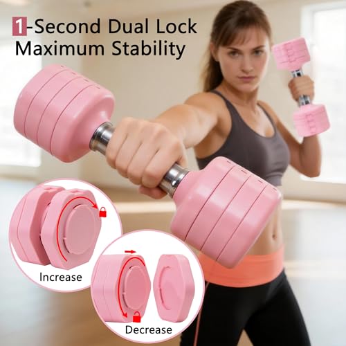 Image of Adjustable Dumbbell Set of 2 Total 20 Lbs 4-in-1 Each 4lb 6lb 8lb 10lb 1s-Adjust Dual-Stable Free Weights for Women Men Home Gym Outdoor Workouts