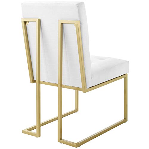 Modway Privy Upholstered Gold Stainless Steel Dining Chair In Gold White #TOP5
